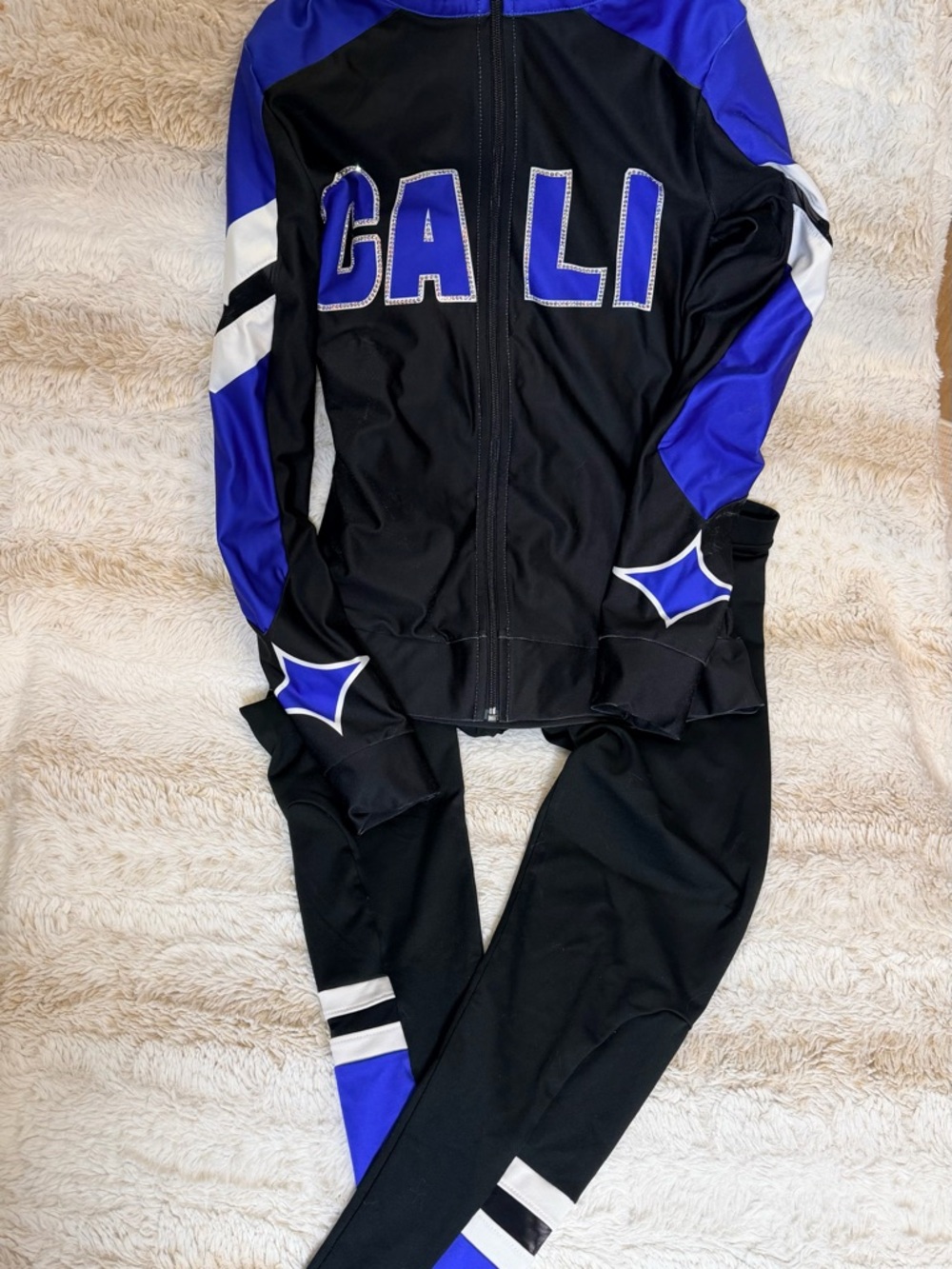 CALI All Stars Black & Royal Blue Athletic Jacket and Leggings Set